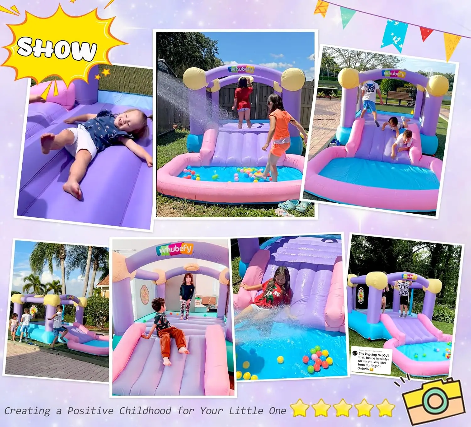 Casa di rimbalzo gonfiabile per bambini 3-6 con buca per palline e tavola per freccette-casa di rimbalzo dell'acqua per bambini Jump 'n Slide Park per Outdo al coperto