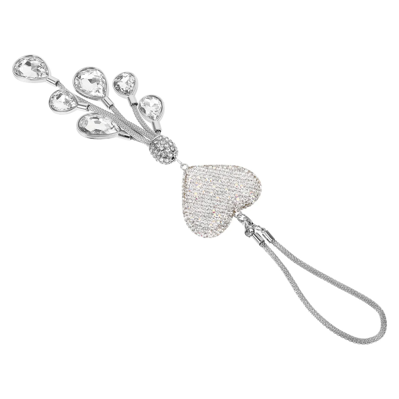 

Зеркало заднего вида с блестящим сердцем, подвеска из цинкового сплава со стразами, стильное подвесное украшение для интерьера, блестящее украшение автомобиля