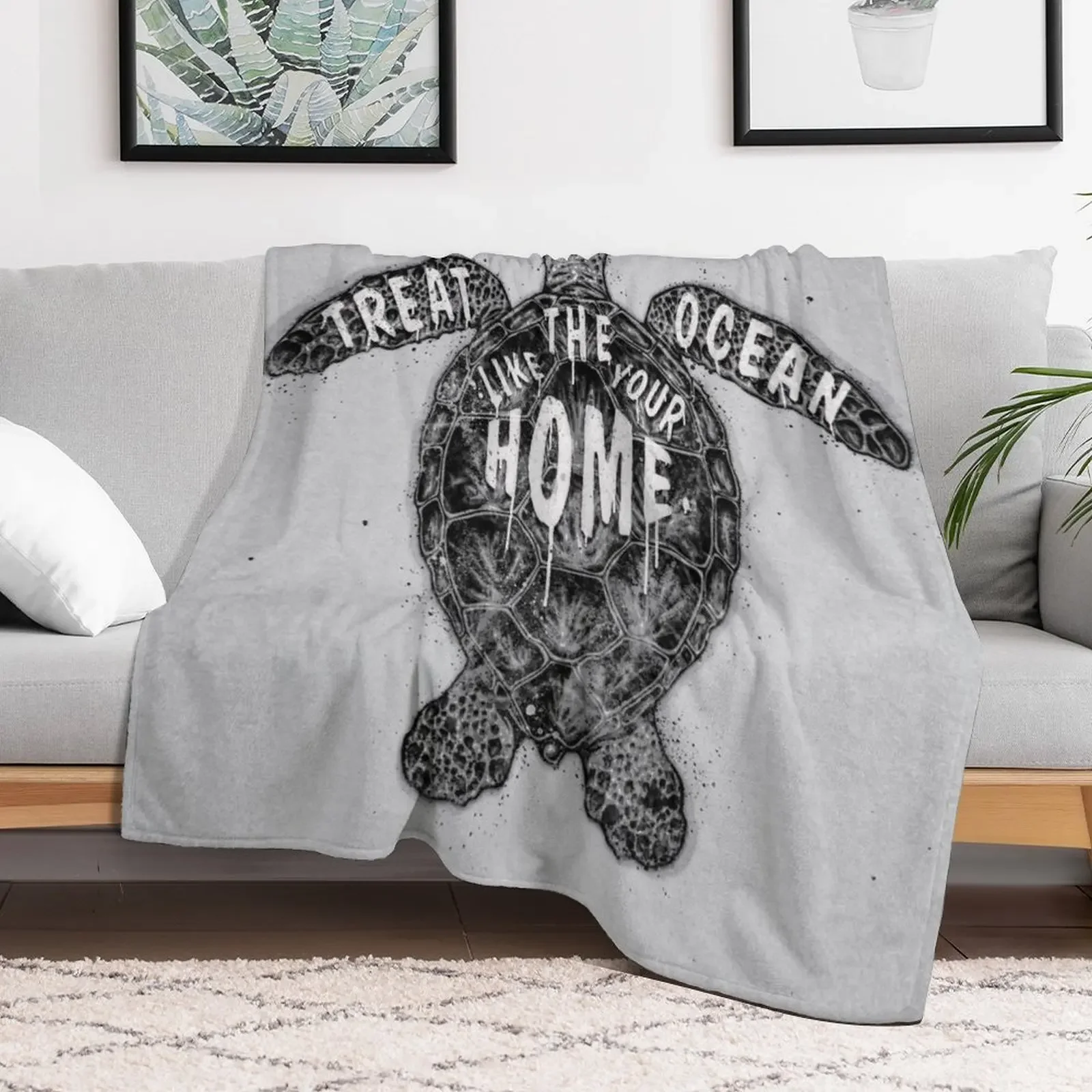 OCEAN OMEGA (MONOCHROME) Throw Blanket Summer Beddings Polar Blankets