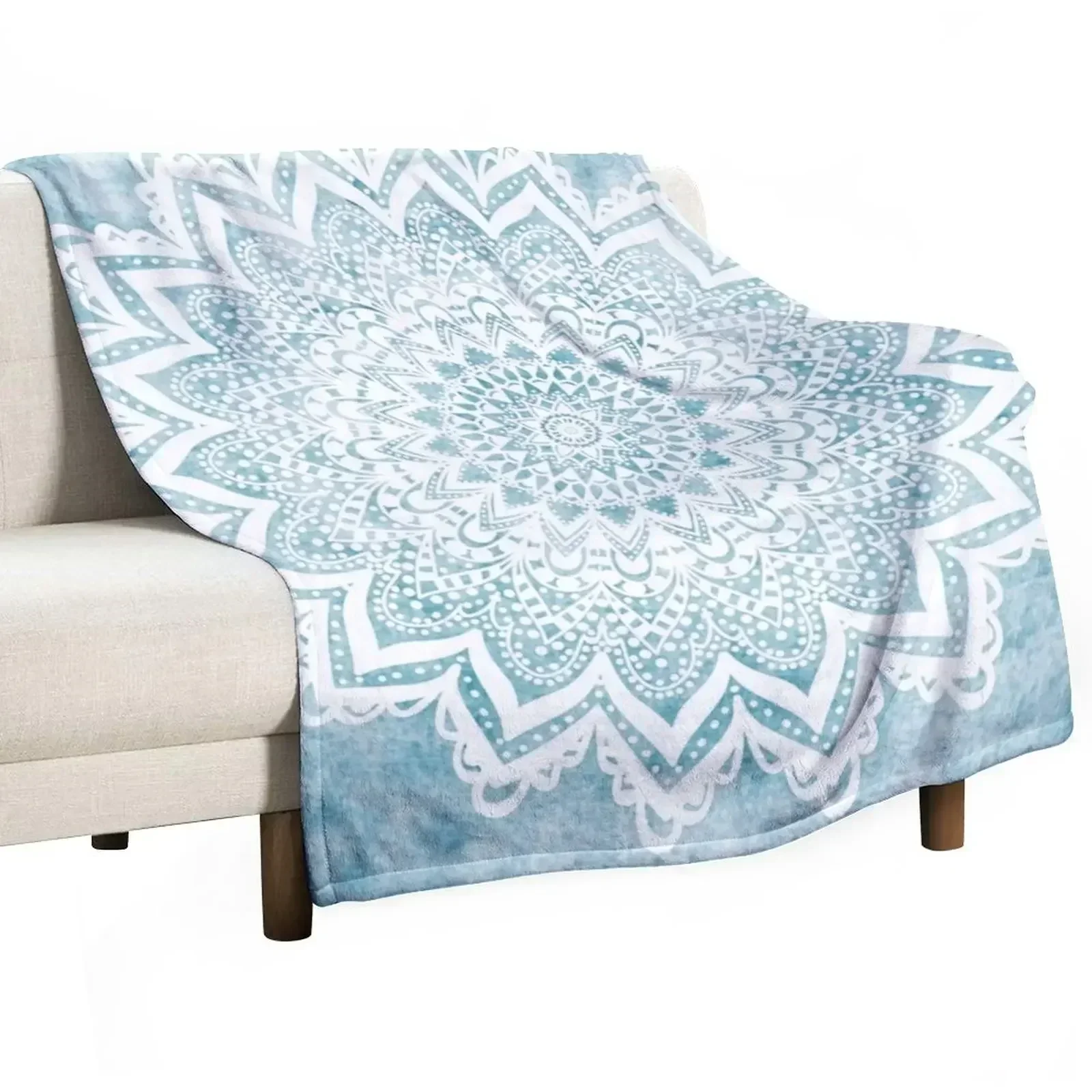 

MANDALA SAVANAH LIGHT BLUE Throw Blanket Soft Big Extra Large Throw Travel Thermals For Travel Blankets