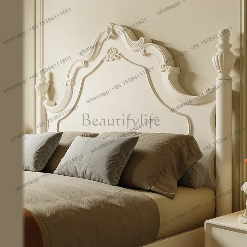 LJY Girls Bedroom Bed European Simple Design Human Dog Massage Bed Modern Sofa Double Frame Wooden Letto Matrimoniale Home Furni