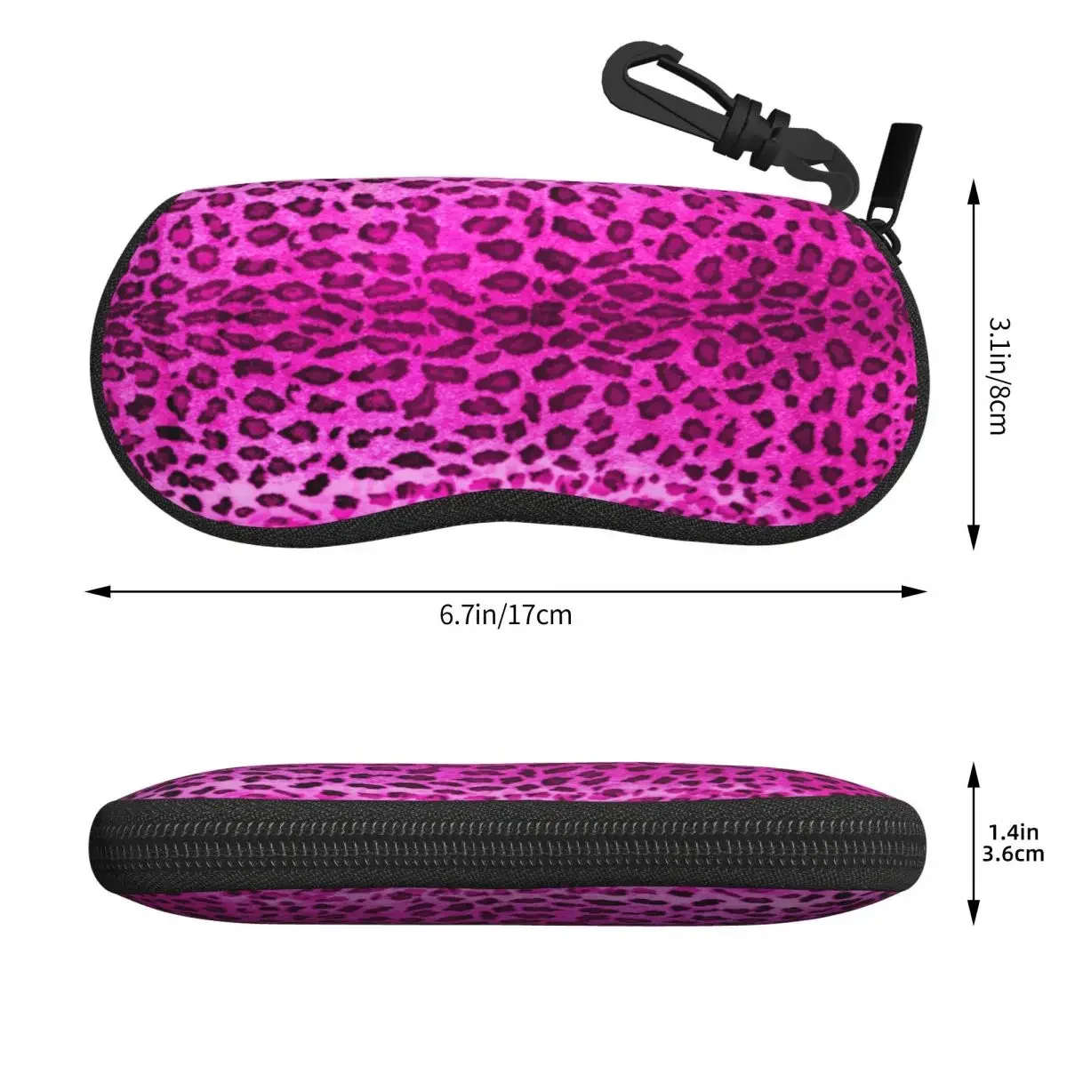 Custom Pink Leopard Eyeglasses Cases Wiht Zipper Glasses Pouch Rubber Ultra Light Soft Neoprene Eyewear Storage Bag