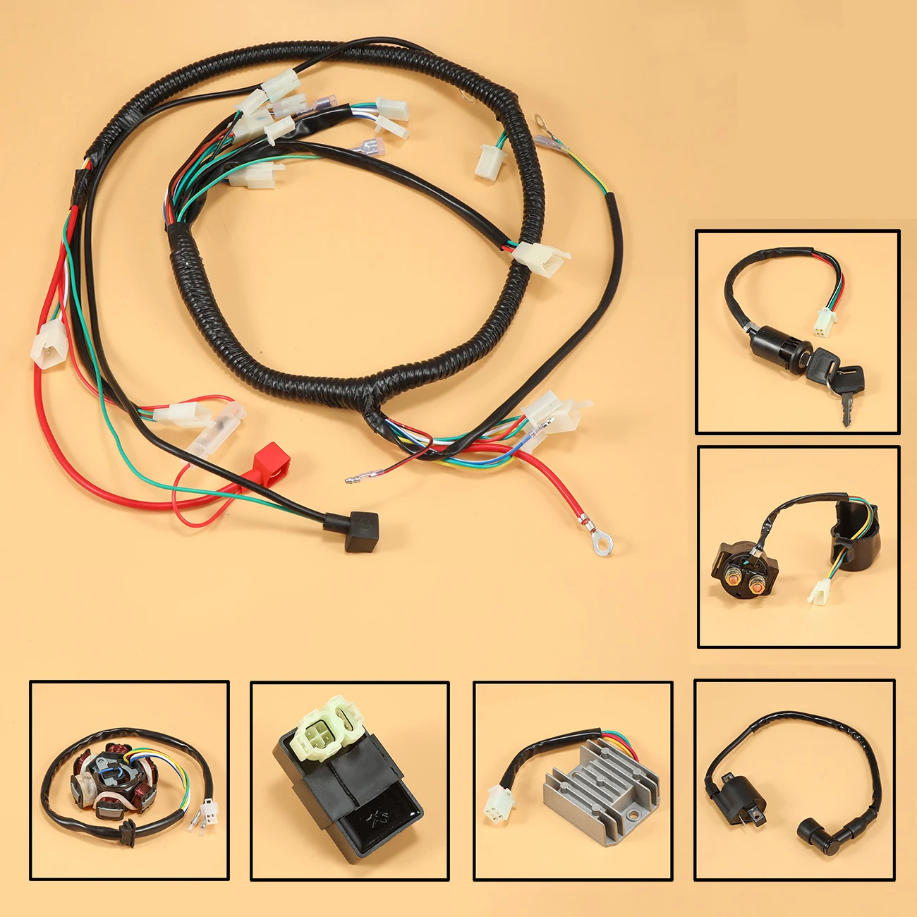 sthus ELECTRICS Stator Wire Harness Loom Magneto Coil CDI Rectifier Solenoid For CHINESE GY6 150CC ATV QUAD