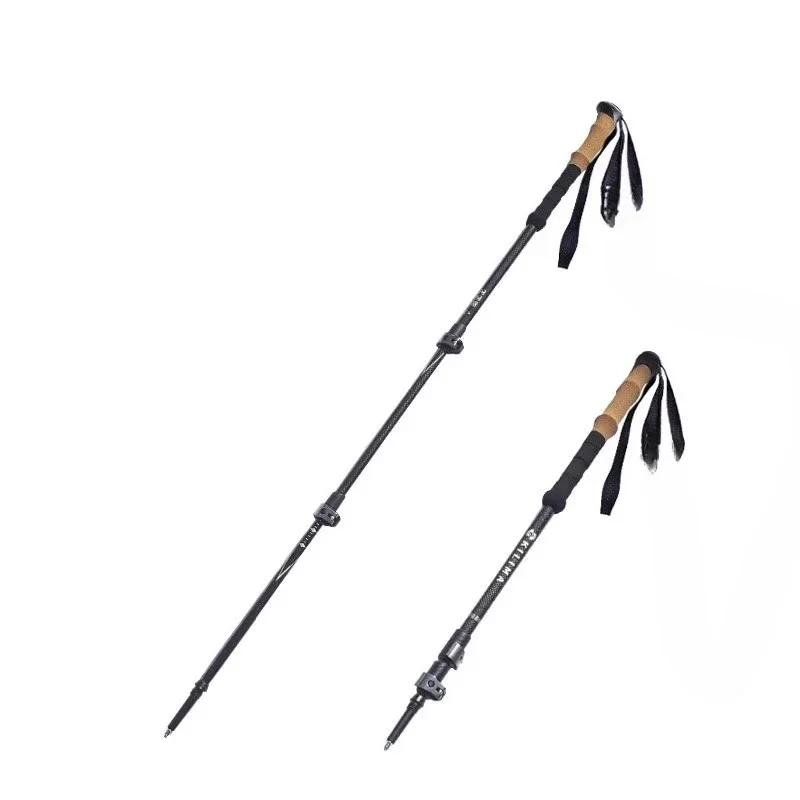 Mountaineering cane, outdoor cork ultra-light carbon fiber heavy-duty retractable men's and women's hiking snow