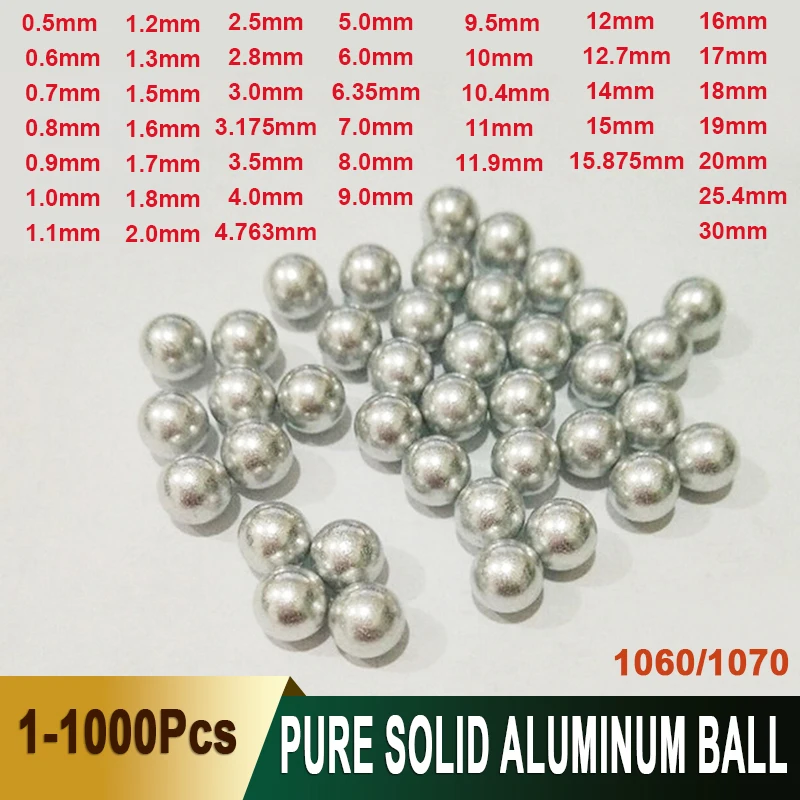 

1-1000Pcs 0.5/0.6/0.7/0.8/0.9/1/1.5/2/3/4/6/8/9-30mm Solid Pure Aluminum Ball G1000 High Purity for Crafts and Electrical Parts