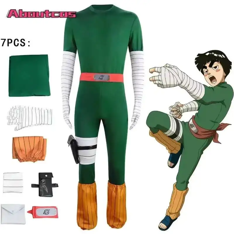 Disfraz de Cosplay de Anime Rock Lee de Aboutcos, Traje de una Pieza para Halloween y Carnaval