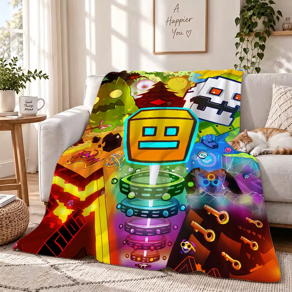 Game G-Geometry Dash Blanket Perfect For Sofas Beds Offices Travel Camping Chairs Warm Thick Plush Blanket All Season Use