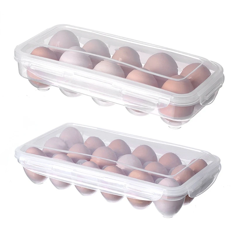 10/18 Grid Egg Storage Box Eggs Tray with Lid Kitchen Refrigerator Egg Rack Container Holder Fridge Organizer