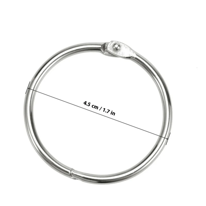 10 pçs 45cm prata metal folhas soltas pasta anéis chaveiro scrapbook memo arquivamento titular folha solta fichário metal livro anel