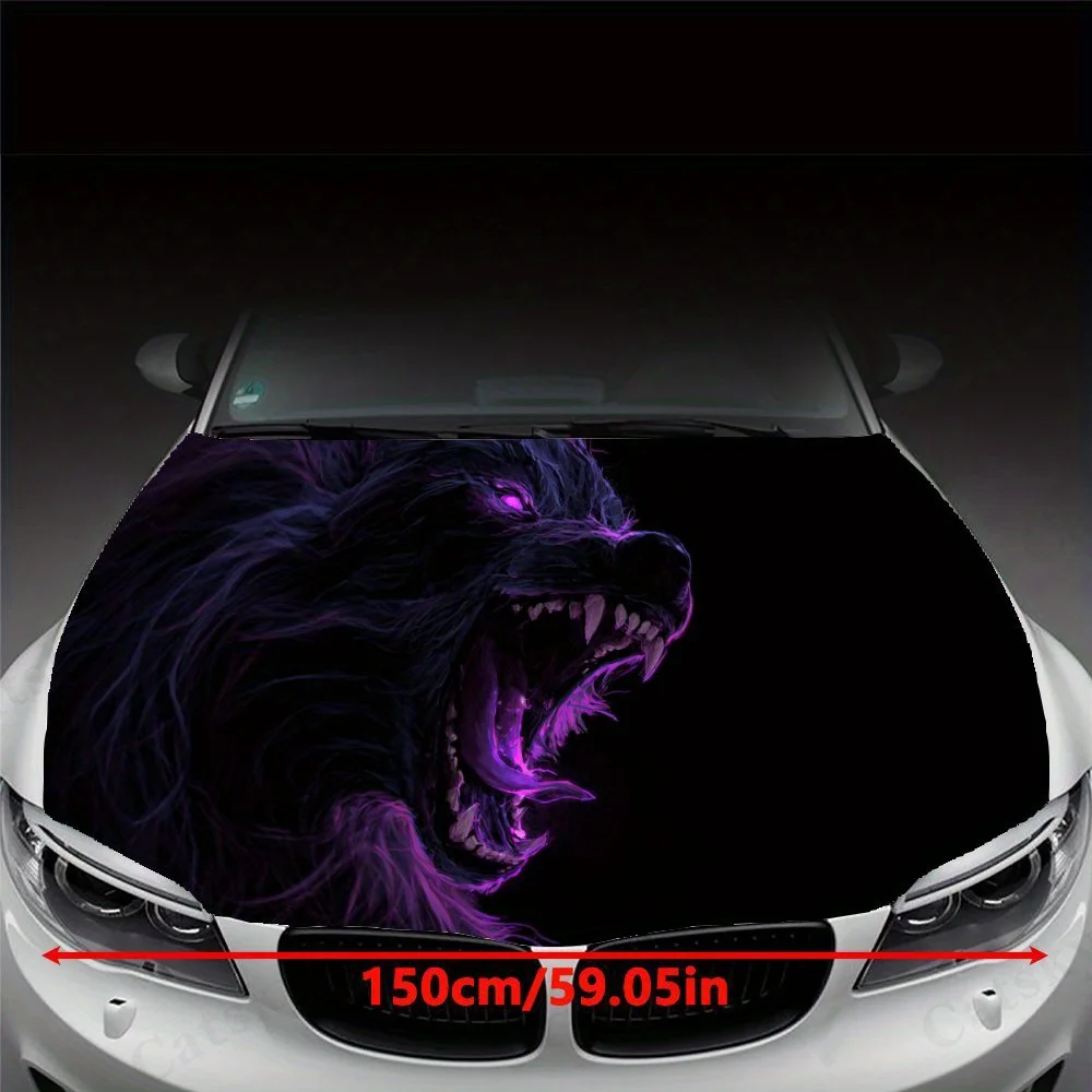 Purple Shadow Furious Wolf car hood stickers, waterproof self-adhesive, scratch resistant, easy to stick, durable car PVC sticke