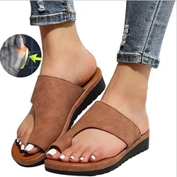 Women Summer Sandals Comfy Platform Flat Shoes Sole Ladies Casual Soft Big Toe Foot Sandal Orthopedic Bunion Corrector Slippers