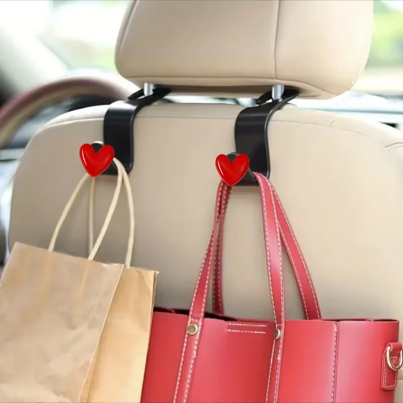 قطعتان من خطاف مسند الرأس لمقعد السيارة اللطيف ثلاثي الأبعاد - منظم تخزين السيارة العالمي لحقائب اليد والمحافظ والسترات