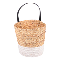 Seagrass Storage Basket Woven Wicker Plant Pot Flower Hamper Vegetable Small White Natural Material Rustic Style House Plants