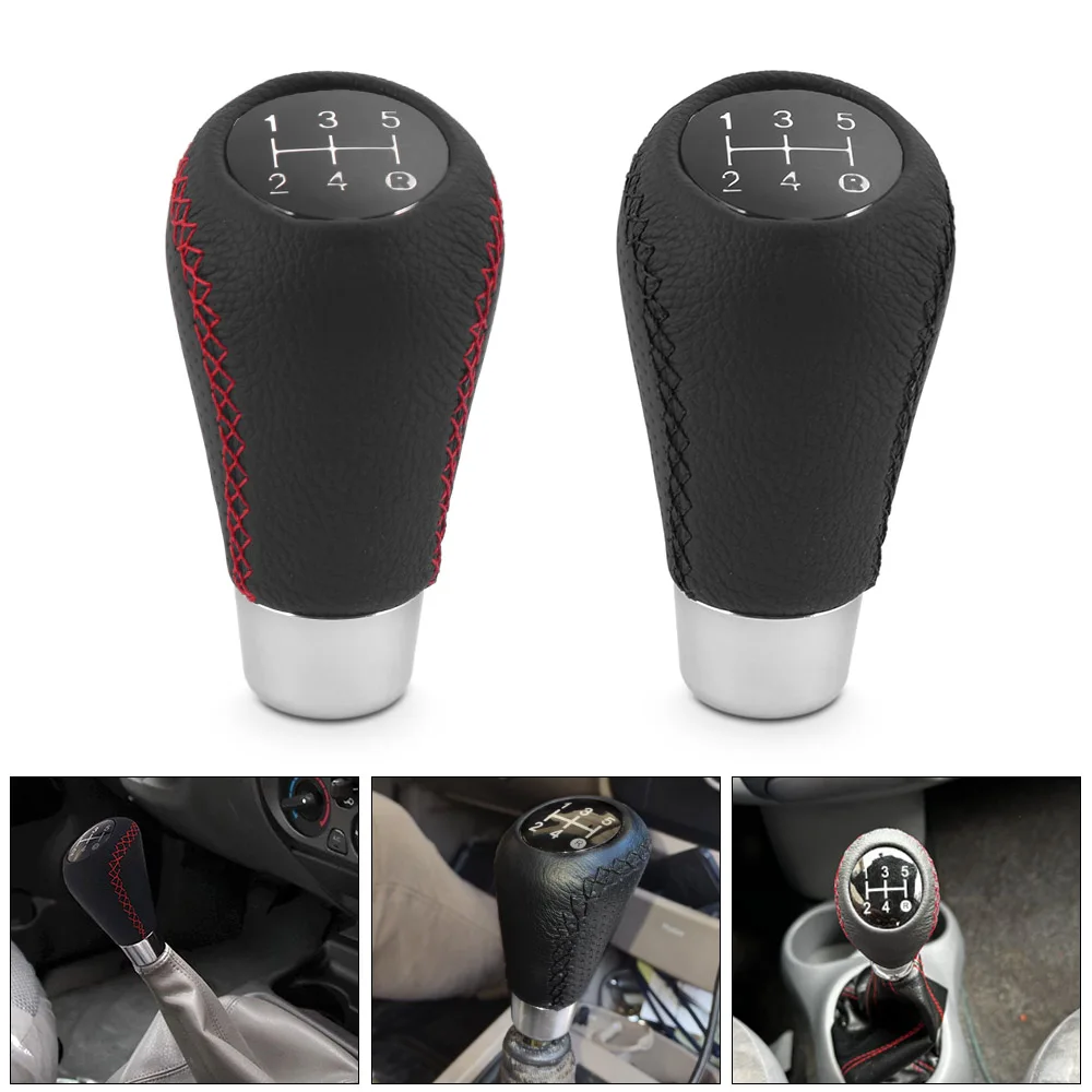 

5-скоростная ручка переключения передач, ручная кожаная красная/черная строчка для M8 M10 M11 M12, автомобильная ручка переключения передач, рычаг ручной коробки передач
