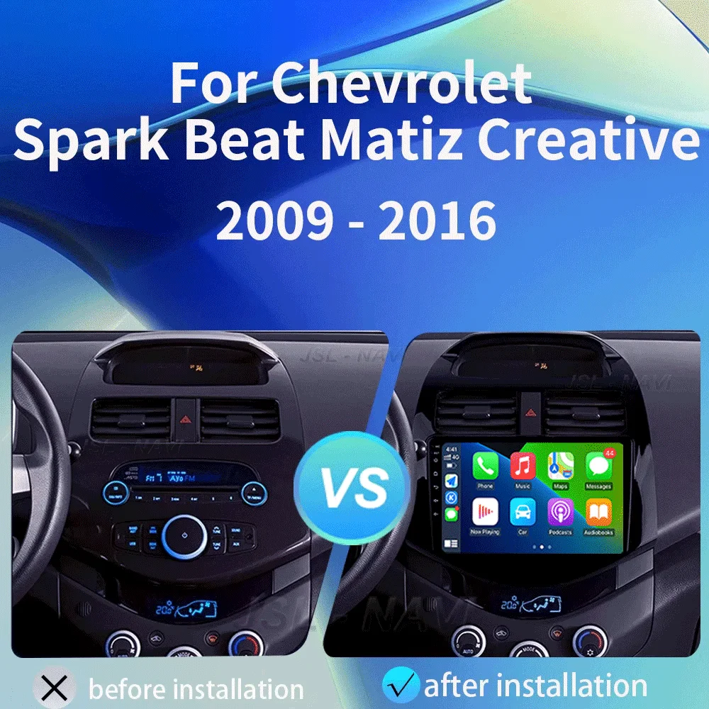 Android 16 Carplay Car Radio For Chevrolet Spark Beat Matiz Creative 2009-2016 Multimedia Video Player Stereo Head Unit 2din DSP