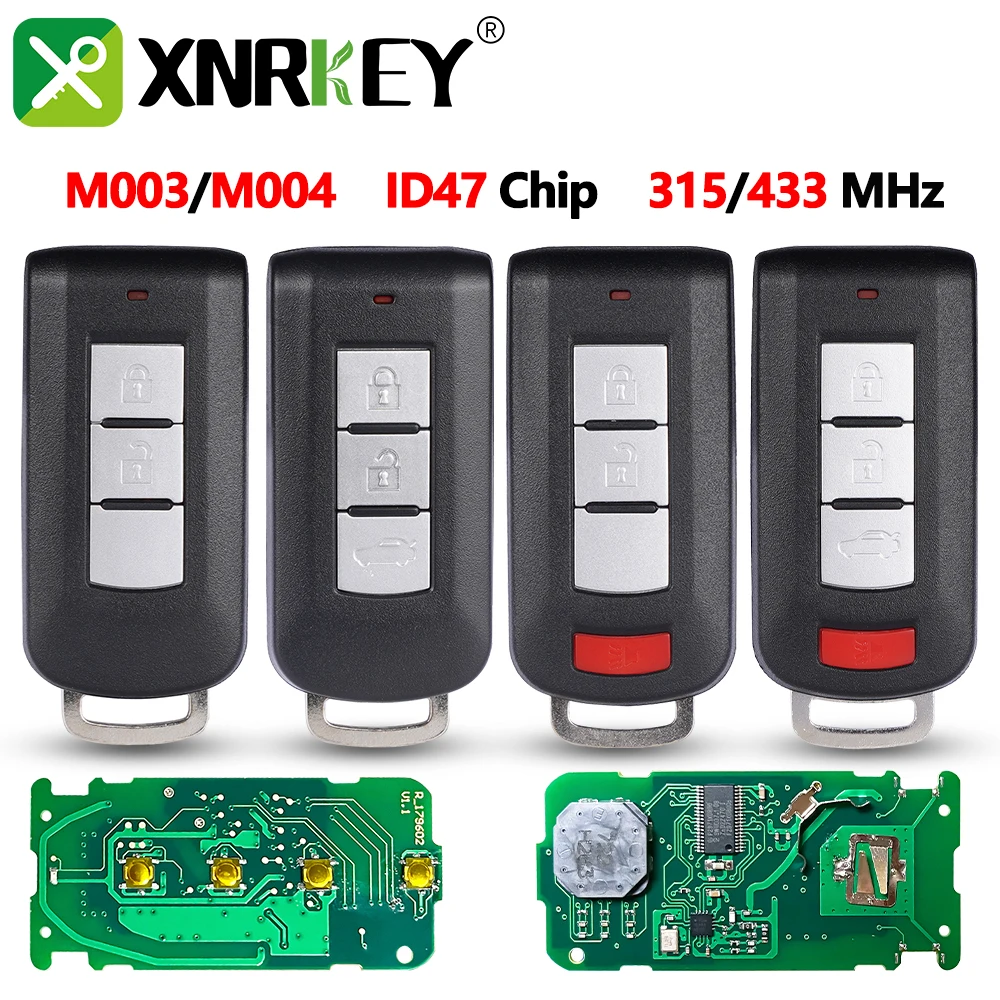 XNRKEY Aftermarket Car Smart Remote Car Key ID47 Chip 315/433Mhz For Mitsubishi Montero L200 Pajero Outlander M004/M003