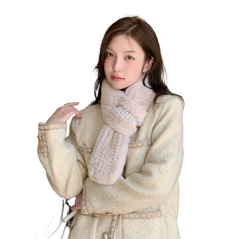 

Rex rabbit hair hand-woven fur scarf Xiaoxiang celebrity style temperament warm autumn and winter new scarf women