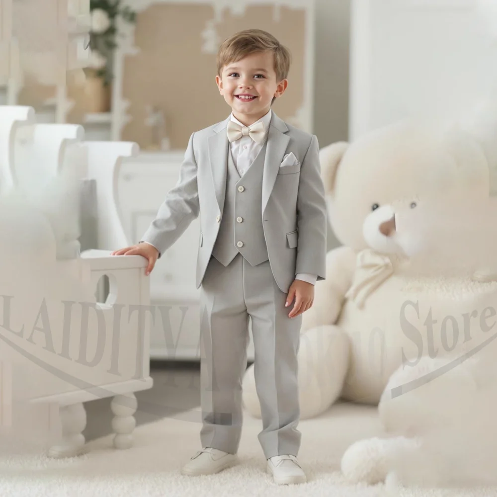 Chic Boys Suit 3 Piece Notch Lapel One Button Formal Kids Wedding Outfit Casual Pageant Party Prom Tuxedo (Blazer+Vest+Pants)
