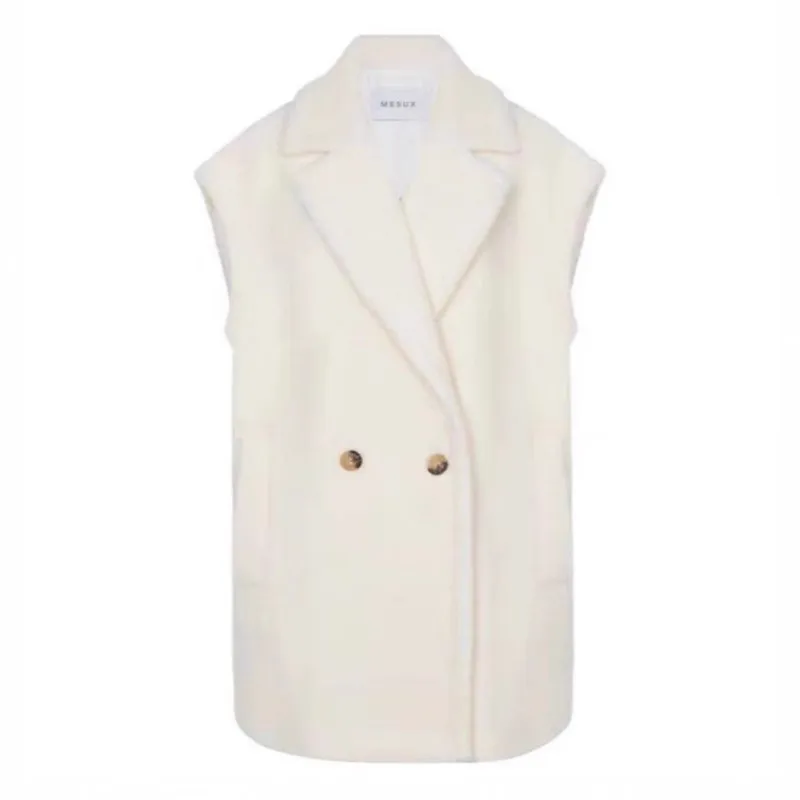 Gilet da donna con orsacchiotto in montone finto Cappotto lungo senza maniche kaki oversize Autunno Inverno Gilet soffice in pelliccia sintetica Capispalla