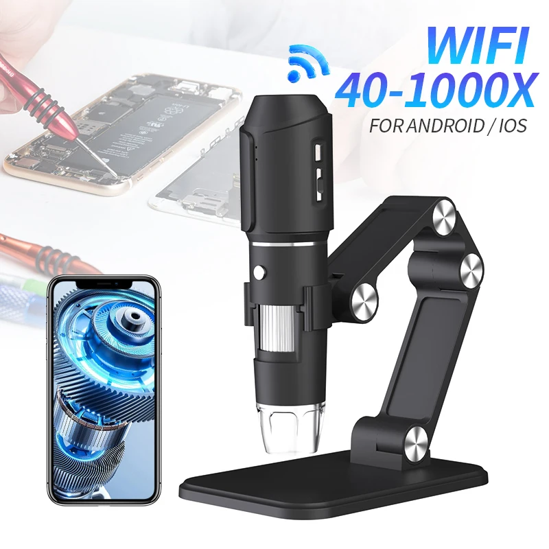 Wireless Digital Microscope for Mobile Phone Repair 1000X 1080P HD Wifi Microscope Camera for Solderin for Adult Kids With Stand