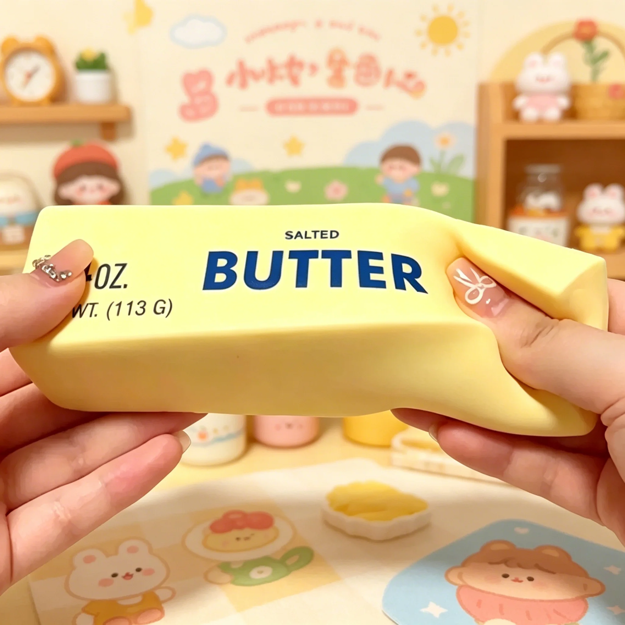 Juguete Sensorial Kawaii en Forma de Barra de Mantequilla, Antiestrés, de Subida Lenta, Suave, para Aliviar la Tensión y las Emociones, Juguete para Calmar las Manos