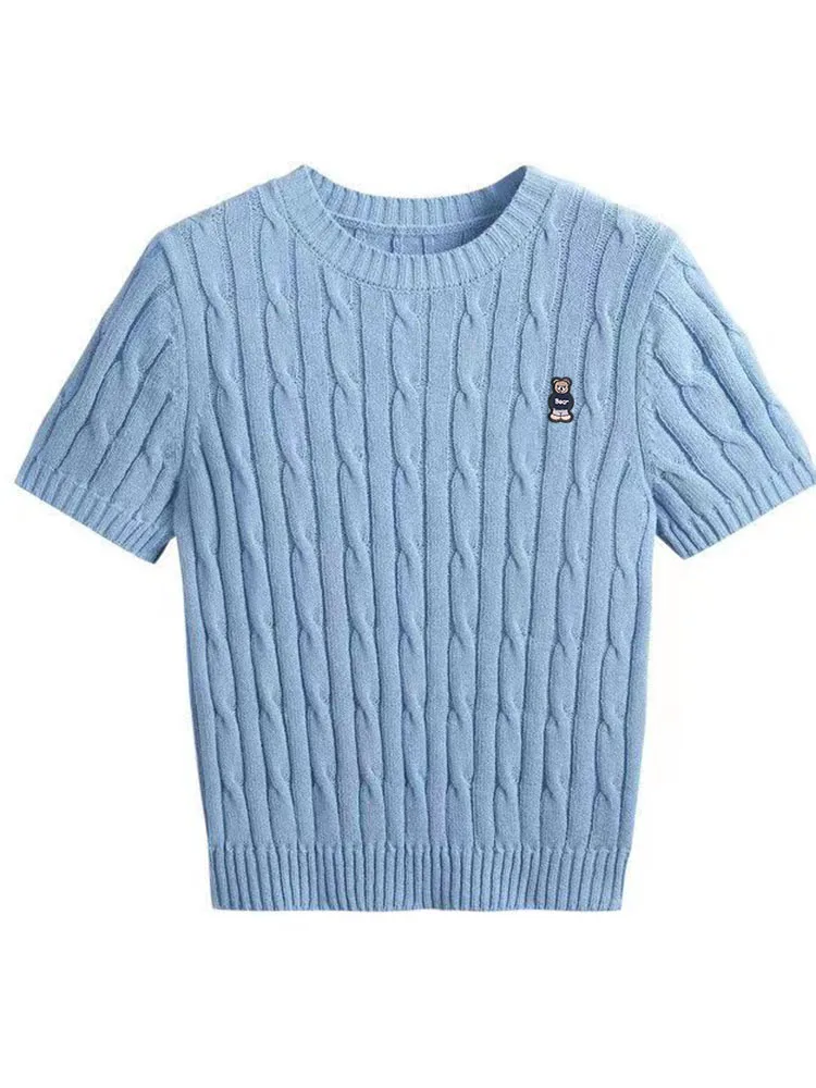 Women\'s Winter Pullover Sweater Warm Slim O Neck Short Knitwear Korean Harajuku Fashion Knitted Fallow Elastic Short Tops