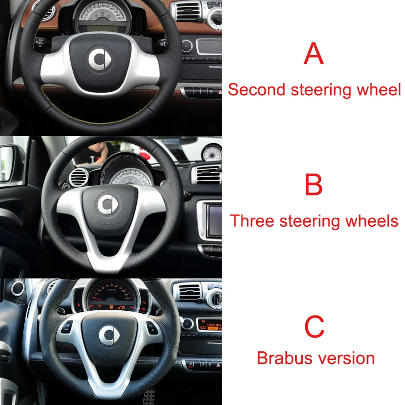 For Smart Brabus 451 Fortwo Car Steering Wheel Decorative Stickers Carbon Fiber Color Interior Modification Accessories