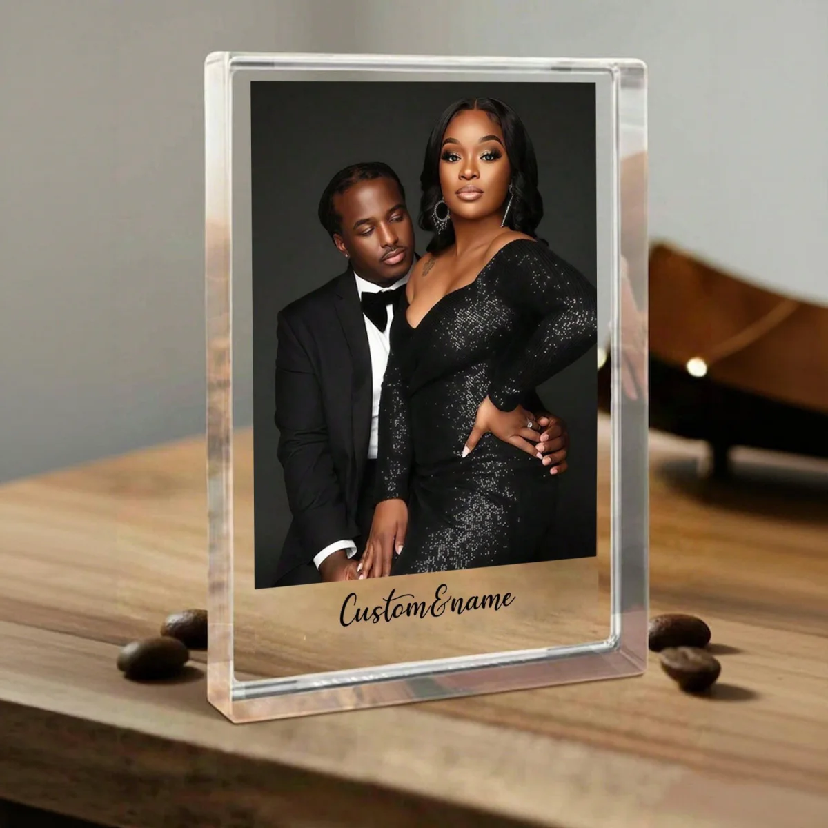 1 plaque en acrylique personnalisée – personnalisable avec des photos ; cadeau d'anniversaire pour amis, femmes, mères et grand-mères ; ornement de table