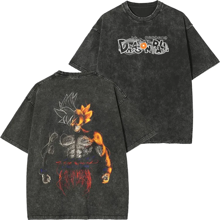 

​​dragon Ball Oversized T Shirt Street Style Saiyan Goku Graphic Anime Printing Tee Men's 2025 Summer Casual Otaku Fashion​​ Top