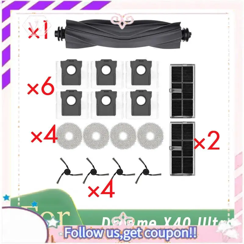 a50f-pour-dreame-x40-ultra-robot-aspirateur-rouleau-brosse-laterale-filtre-hepa-vadrouille-tampon-sac-a-poussiere-accessoires-d'aspirateur-essentiels