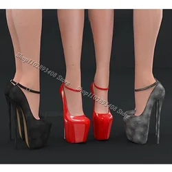 Ankle Buckle Stiletto Platform Pumps Round Toe British Style New Fashion Design for Party Women Shoes 2024 Zapatos Para Mujere