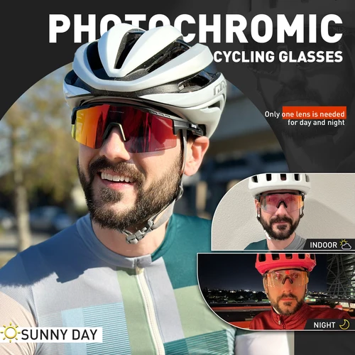 Imagen 2 del producto Gafas de sol fotocromáticas UV400 para bicicleta, gafas deportivas azules para hombre y mujer, gafas de ciclismo para exteriores, gafas para bicicleta de montaña