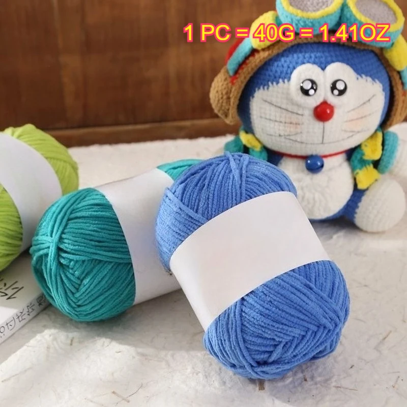 1PC 40g Thick Velvet Yarn Fluffy Chenille Yarn For Hand Crochet Doll Shoe Hat Scarf Sweater Thick Thread Soft DIY Knitting Yarn