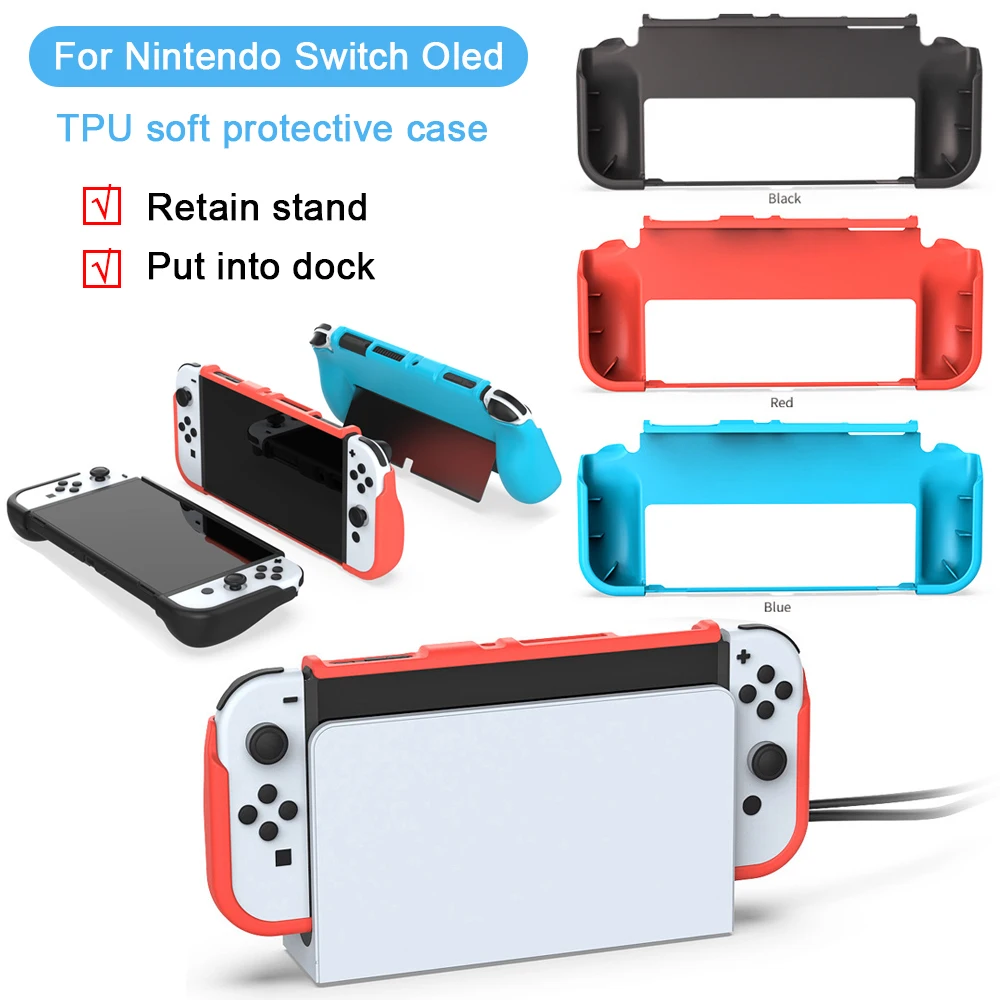 For nintendo switch oled protective case Retain stand Put into dock NS oled TPU soft protective sleeve for switcholed TNS-1186