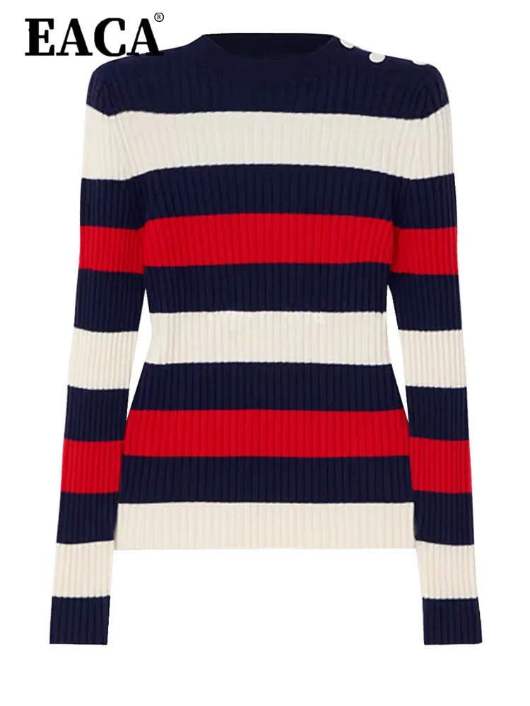 

EACA Simple Temperament 2025 Spring And Autumn New Classic Multifunctional Wool Blend Knitted Bottom Women's High Neck Sweater