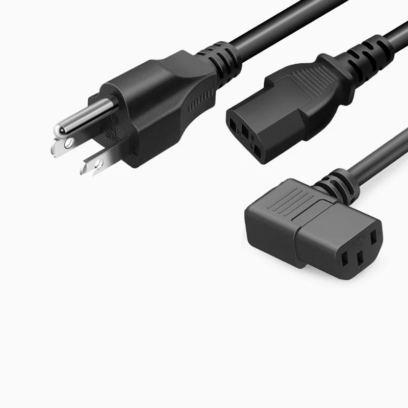 

Кабель питания с вилкой США, прямоугольный кабель питания IEC320 C13, штекер B, шнур питания США для компьютерного монитора, 3D-принтера