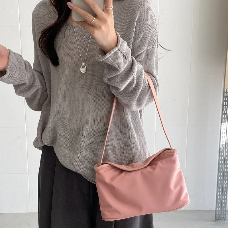

Trendy Shoulder Bags for Women Spring Candy Color Nylon Casual and Simple Commuting Bag Lightweight Design Crossbody Bags
