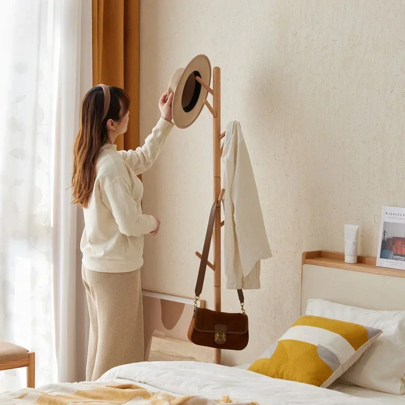 Modern Simple Clothes Rack, Solid Wood Coat Stand, Creative Tree Branch Hanger for Bags, Stable Load-Bearing Organizer