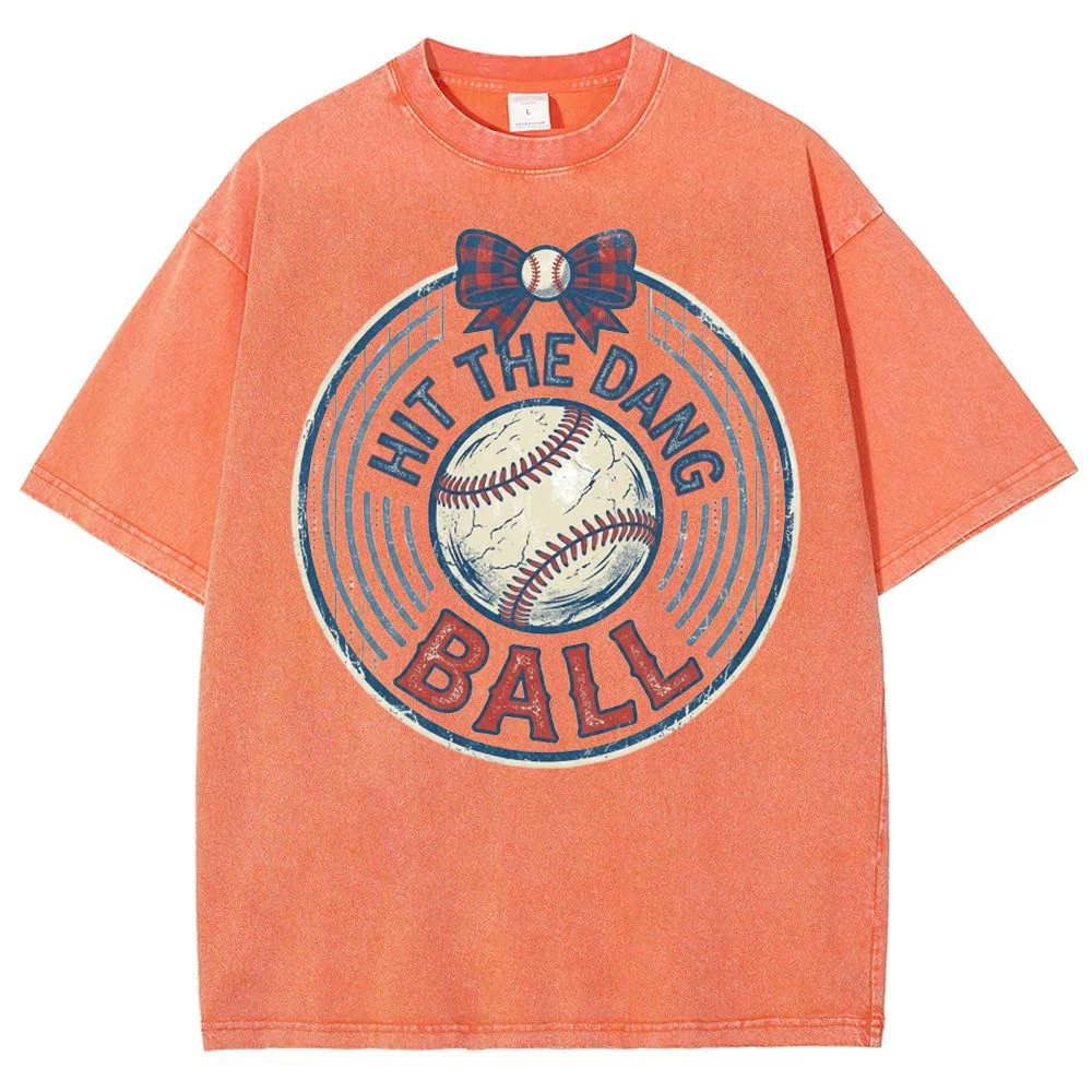 Women Baseball Graphic T Shirt Vintage Purple Short Sleeve Hit The Dang Ball Casual Sports Fan Crew Neck Top ﻿
