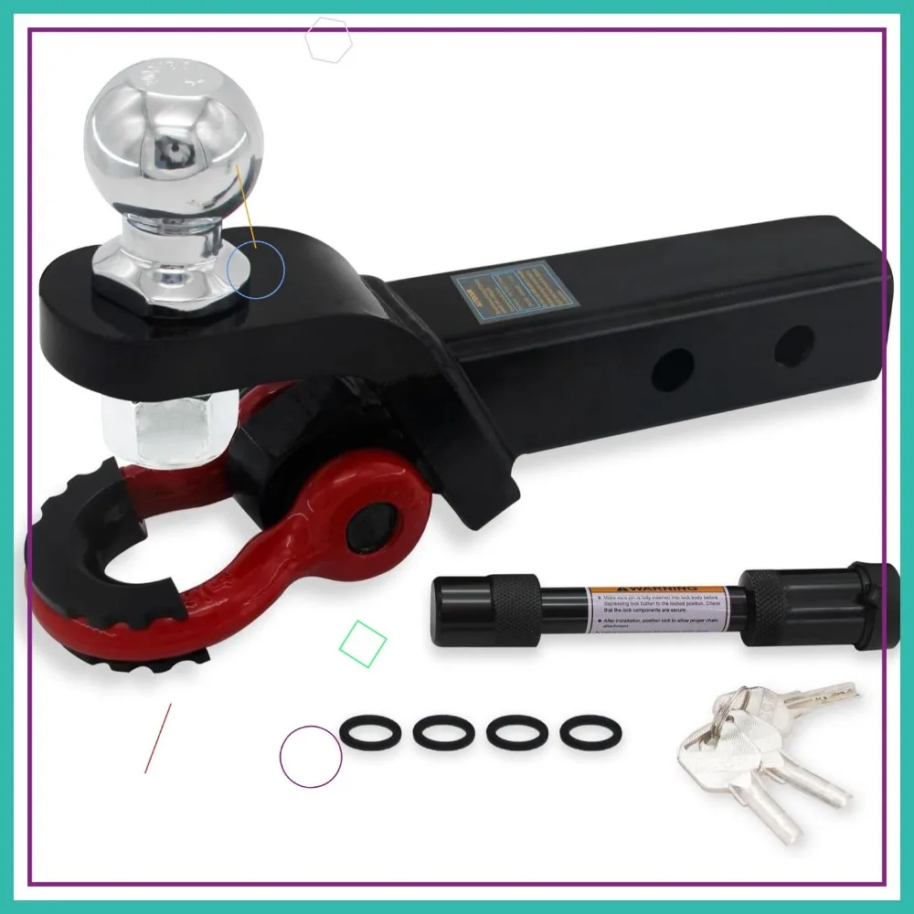 

Heavy Duty 2-in-1 Trailer Hitch with Tow Shackle and Pin for Trucks, SUVs, Cars - Universal Fit