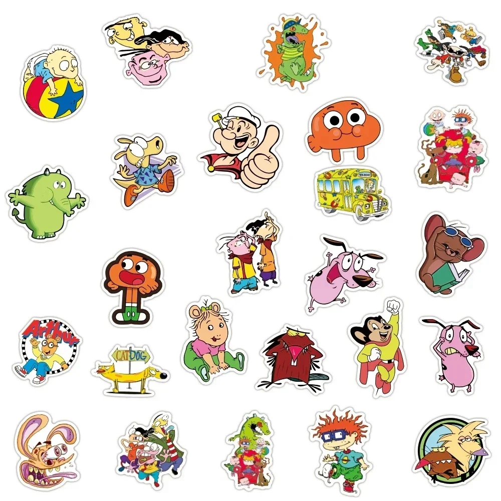 50PCS Classic Cartoon Stickers Graffiti Funny Anime Decals DIY Toy Laptop Phone Luggage Fridge Car Waterproof Kids Sticker Gifts