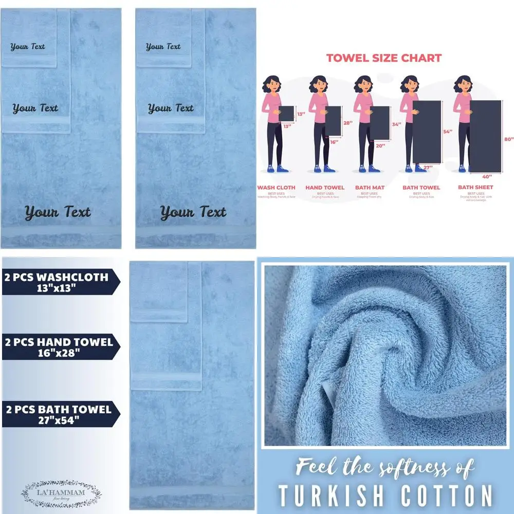 

Роскошный набор хлопковых полотенец с монограммой, 6 предметов, ультрамягкий и впитывающий, идеально подходит для гостиничных и спа-ванных комнат