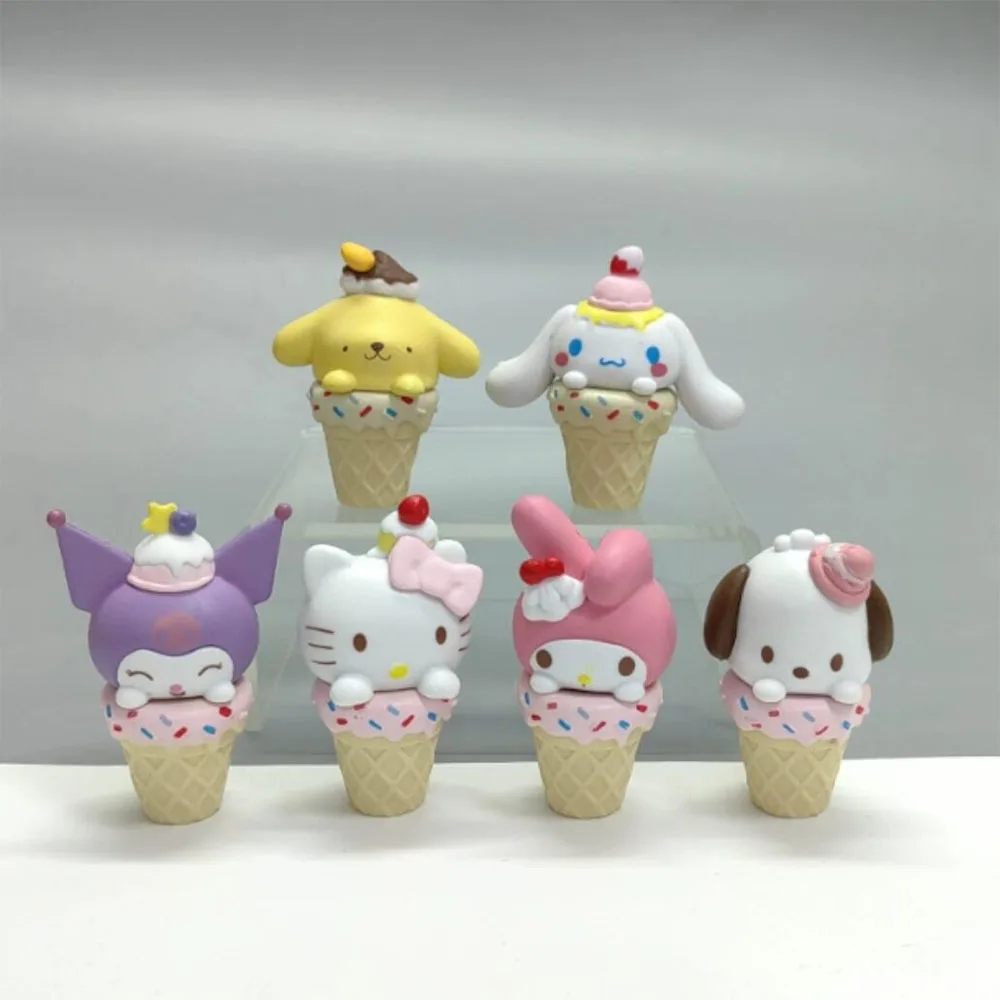 

Sanrio Аниме Фигурка коричная Hello Kitty мороженое кавайные игрушки Летняя Вечеринка декоративные подарки для детей девочек мальчиков милый подарок