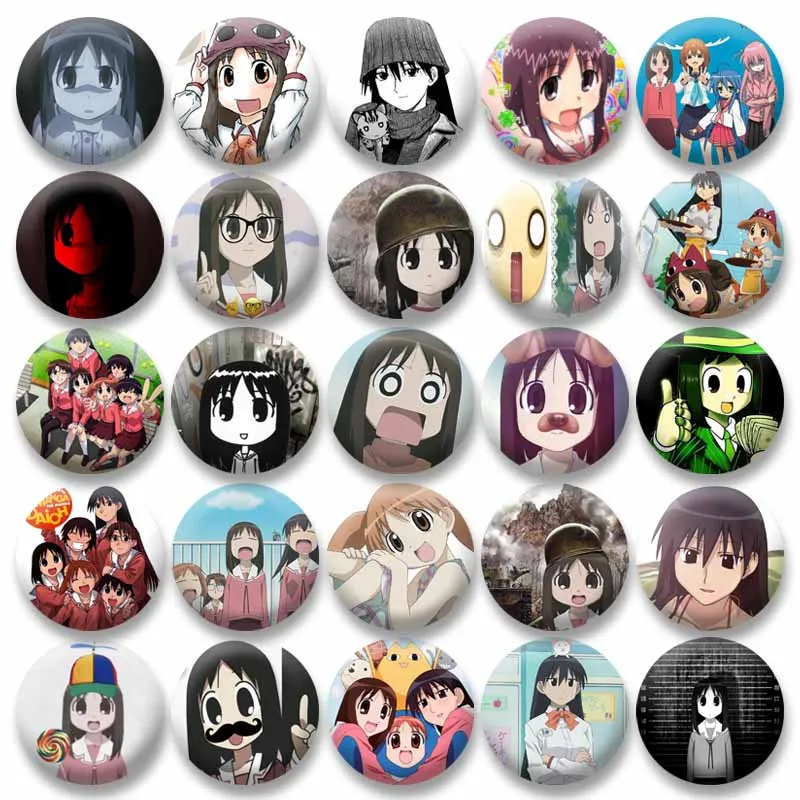 Cute Anime Girls Button Pins Collection Cartoon Azumanga Daioh Brooch Ayumu Kasuga Sakaki Badges Jewelry Gift for Manga Lovers