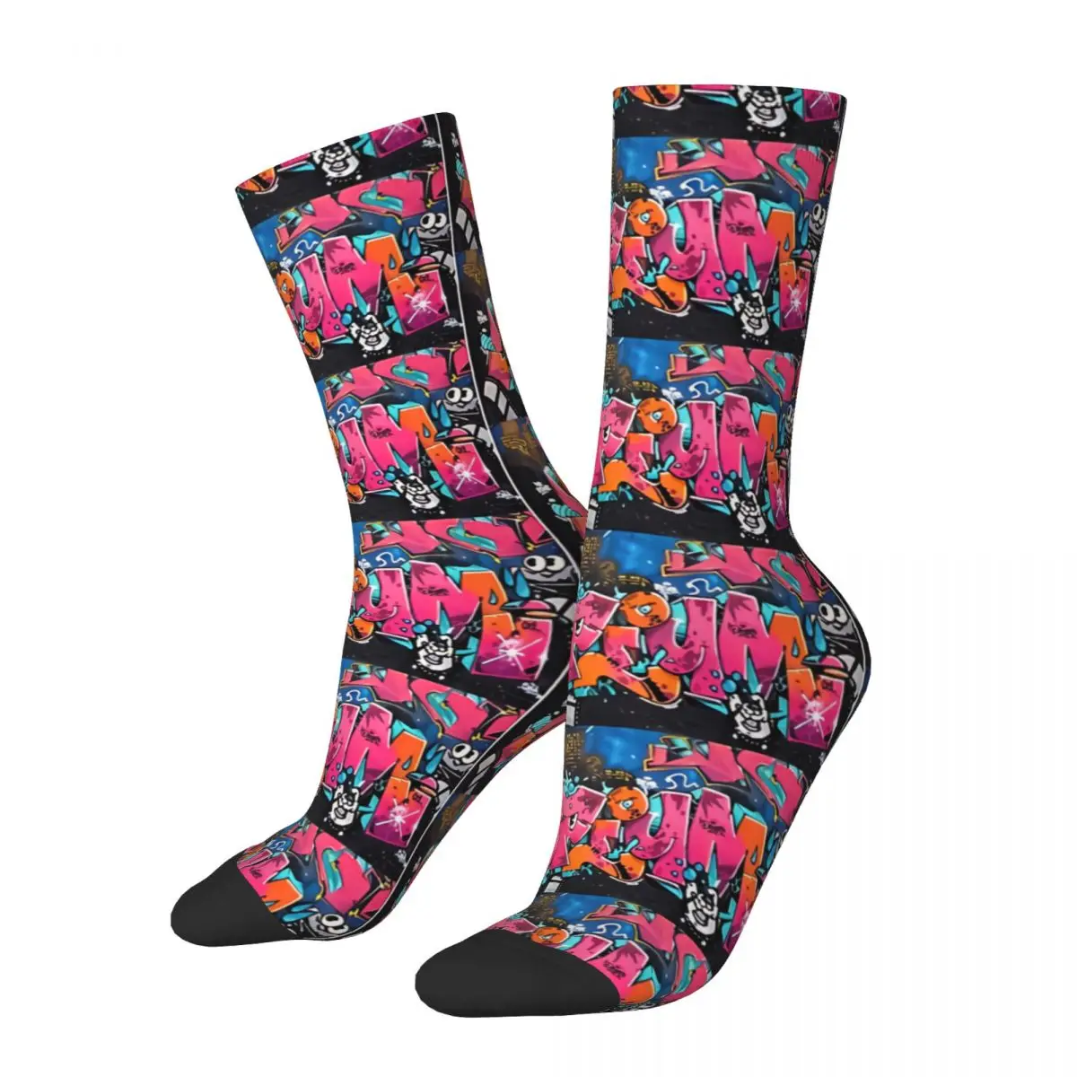 Vintage The Urban Street Men's Socks Graffiti Style Art Unisex Street Style Seamless Printed Crazy Crew Sock Gift