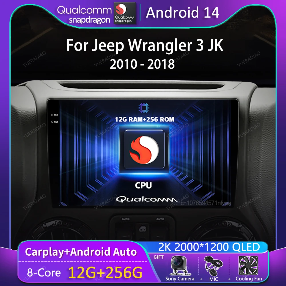 

Android 14 CarPlay Auto Car Radio For Jeep Wrangler 3 JK 2011-2018 GPS Multimedia Player Autoradio Navi Stereo 4G+WIFI DSP 2din