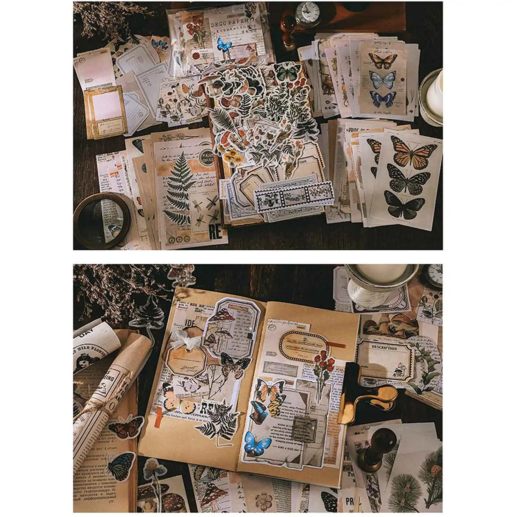 Super Sale 400Pcs Scrapbooking Supplies Journaling Vintage Scrapbook Stickers Adhesive Scrapbook Washi Stickers for Album Art Cr