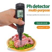 Digital Food PH Meter Water Temp Acidity Tester for Dough Fruit Cheese Meat Bread Soil PH Meter 0.00~14.00 High Accuracy