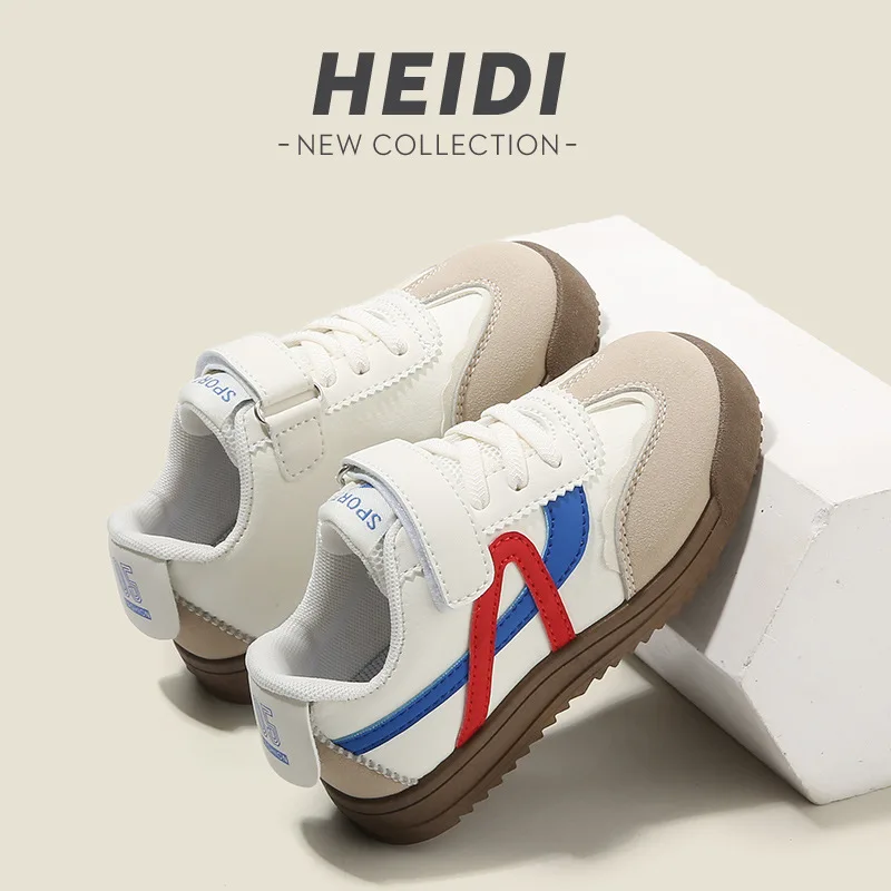 

Spring Autumn Children Soft Soled Sneakers Casual Board Girls Forrest Gump Shoes Boys Color Blocked Low Top Velcro White Shoes
