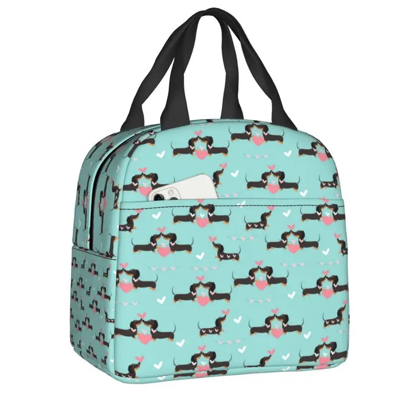 Sausage Dog Thermal Insulated Lunch Bags Women Dachshund Portable Lunch Tote for School Office Outdoor Multifunction Food Box